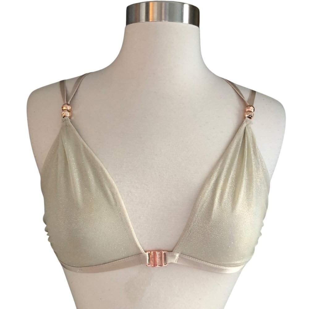 Savage x Fenti Strappy Bralette Women's size M White Rose Gold Sheer Mesh - NEW - Picture 2 of 6